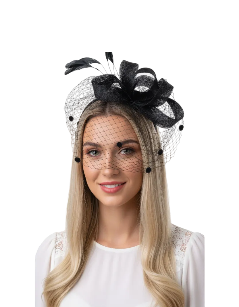 Chapeau élégant en lin avec plume et nœud — Ava