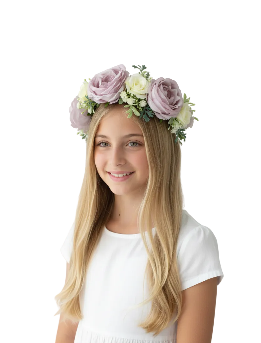 Couronne de fleurs pour Fille – Lila