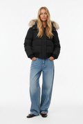Veste courte en coton avec col en fourrure — Ambre
