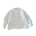 Chemise rayée en coton et lin – Col henley