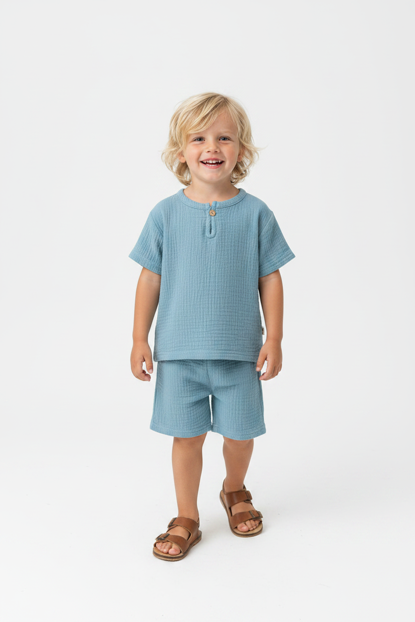 Ensemble en coton et lin – T-shirt et short léger