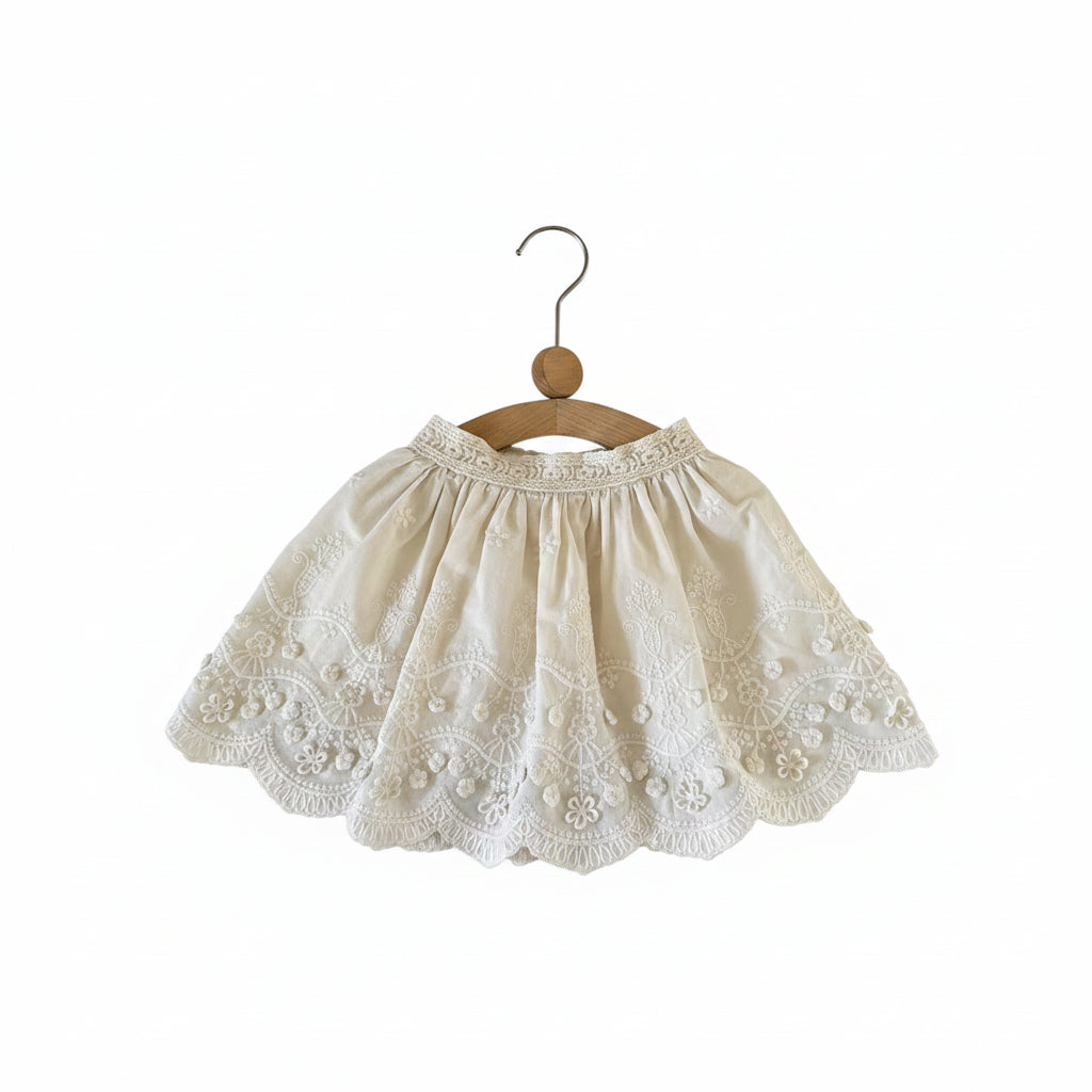 Option 1 : Jupe en dentelle brodée. Option 2 : Jupe fleurie