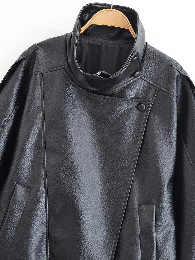 Veste en similicuir noir style motard — Selena