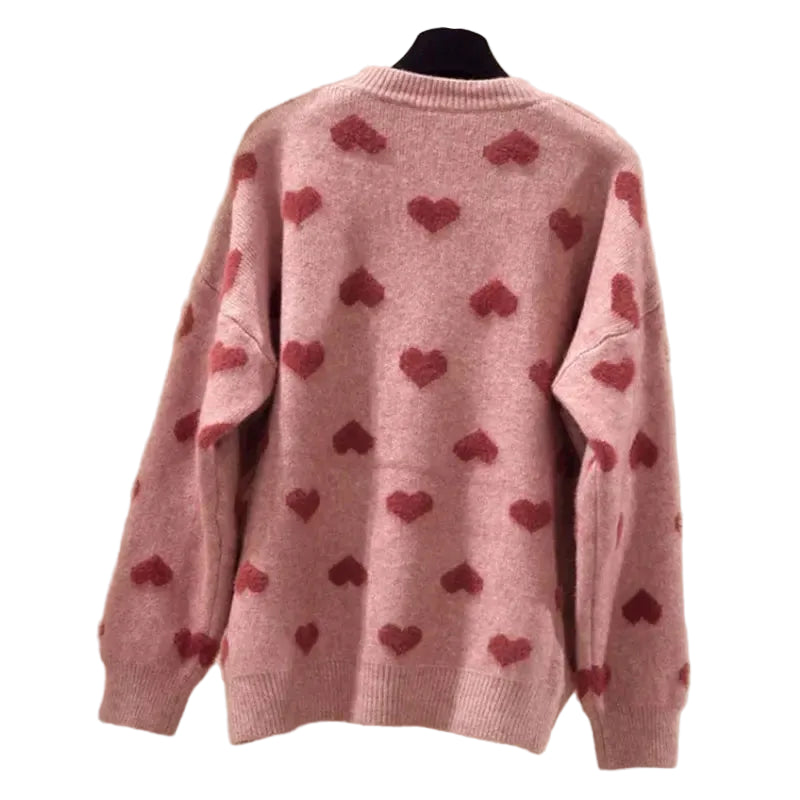 Pull en tricot de vison à motif cœur — Bonnie