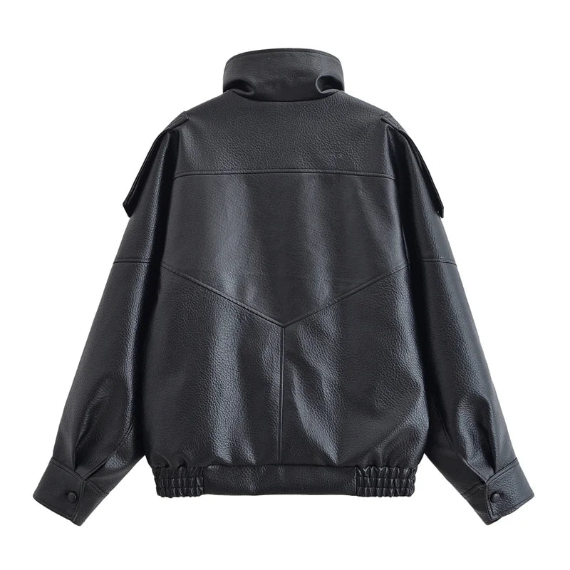 Veste en similicuir noir style motard — Selena