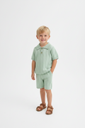Ensemble - manches courtes et short en coton fin tricoté