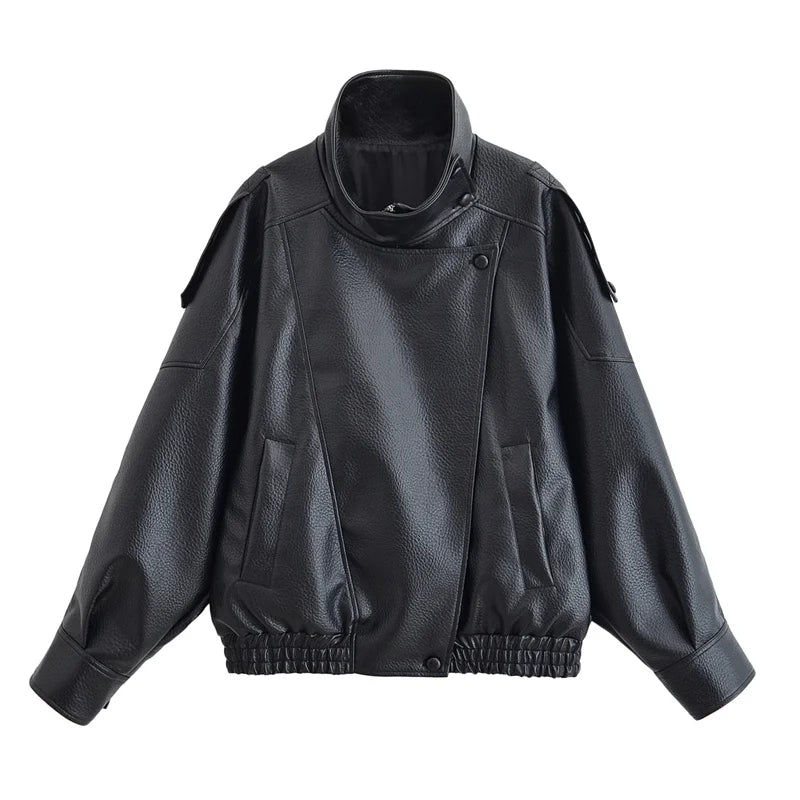 Veste en similicuir noir style motard — Selena