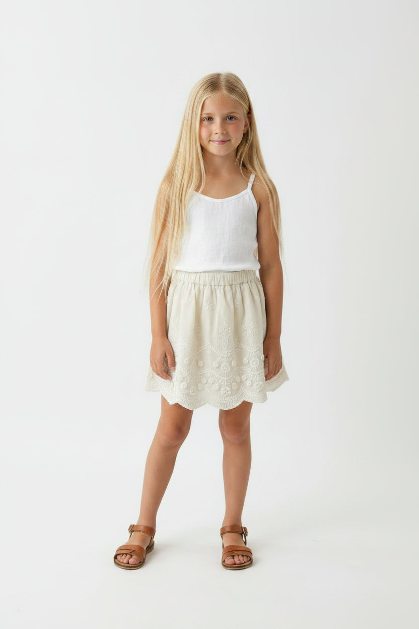 Option 1 : Jupe en dentelle brodée. Option 2 : Jupe fleurie