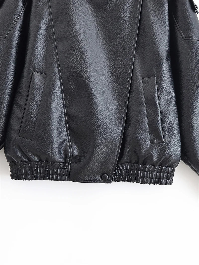 Veste en similicuir noir style motard — Selena