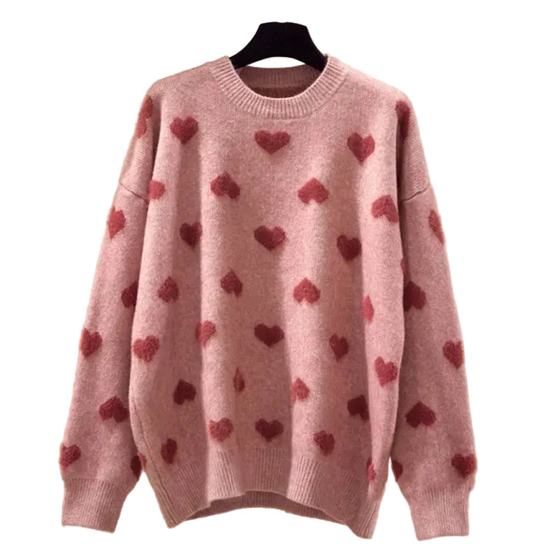 Pull en tricot de vison à motif cœur — Bonnie