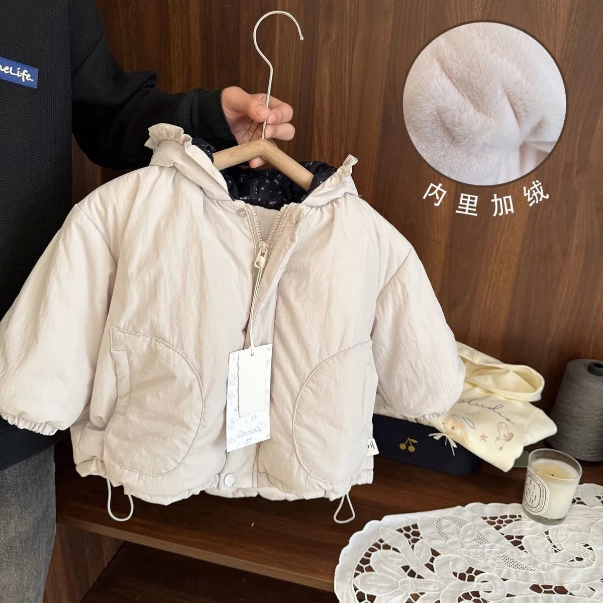 Manteau d'hiver épais et chaud doublé polaire pour enfant — Victoria