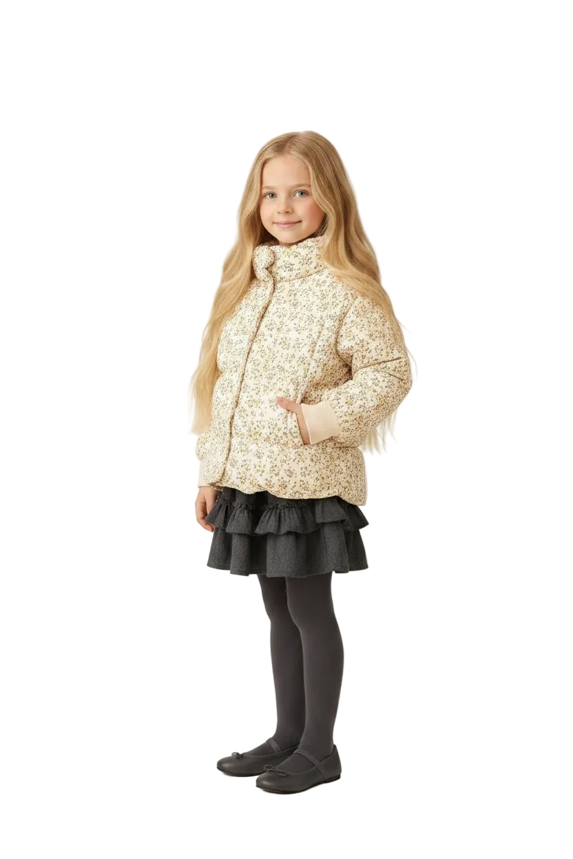 Manteau Rembourré en Coton à Motif Floral — Éléa